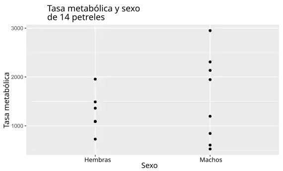 Gráfico de las tasas metabólicas de los petreles