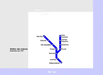 Trayecto inaugural del metro de Lisboa, de 1959.
