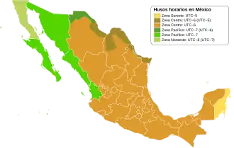Zonas horarias de México