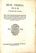 Real Cédula de 1805 relativa a la conservación y dispensación del "fluido vacuno"