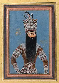 Mihr 'Ali (iraní, activo ca. 1800-1830). Retrato de Fath Alí Sah, 1815