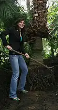 Mirna Jukić plantando su palmera homónima