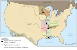 El Misisipi forma su toda frontera oeste, con Iowa y Misuri (en este mapa también se aprecia que su frontera sur la delimita el río Ohio)