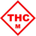 Símbolo de un rombo cuadrado rojo con las letras "THC" dentro y una letra "M" más pequeña debajo.