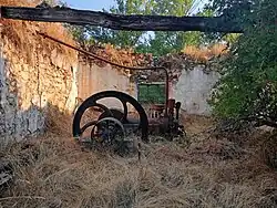 Vista del interior del Molino del tío Jacinto, situado sobre el río Moros, producía harina
