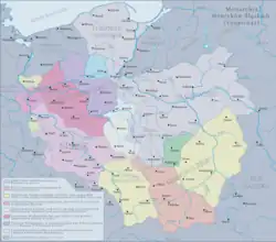 Mapa de Polonia en la primera mitad del siglo XIII