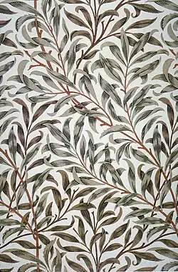 Papel tapiz Willow Bough, Morris, 1887, reutilizado para tela c. 1895