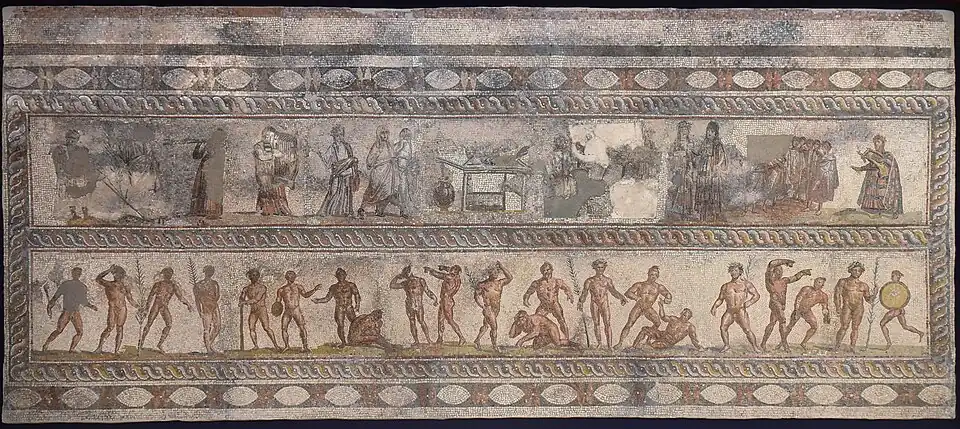 Mosaico con escenas atléticas y artísticas (finales del siglo II o principios del III)