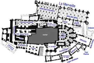 Plano del segundo nivel y los edificios anexos.