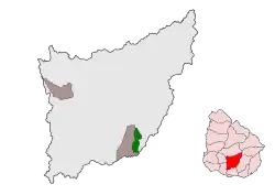 Localización del municipio de Casupá en el departamento de Florida, Uruguay.