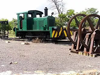 Locomotora de transporte de mineral del Museo de la Minería
