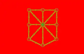 Bandera de Navarra sin corona ni escudo, usada antiguamente por la izquierda abertzale, entre otros