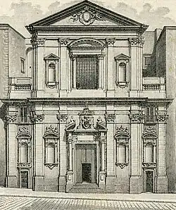 Fachada en una xilografía de Giuseppe Barberis (1894)