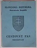 Pasaporte eslovaco expedido entre 1939 y 1945 por la República Eslovaca.