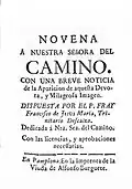 Novena a la Virgen del Camino de Pamplona. Sin año de impresión. Este tipo de publicaciones tenían fácil venta