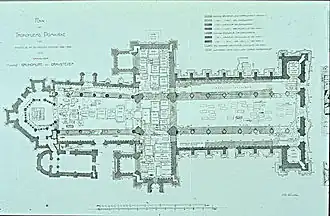 Planta del edificio (norte en la parte inferior)