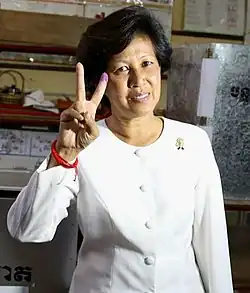 Norodom Arunrasmy, princesa y hermana del rey Norodom Sihamoní de Camboya, actúa como primera dama