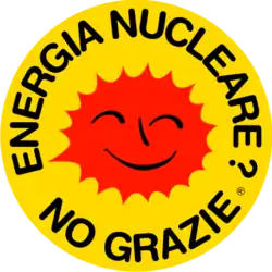 El "Sol sonriente" se usa como emblema de la propaganda antinuclear desde su creación por Anne Lund en 1975.