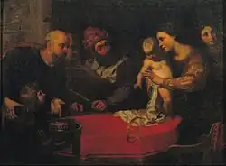 Moisés hace caer la corona del faraón. Orazio de Ferrari, c. 1650. Museu Nacional d'Art, Cataluña