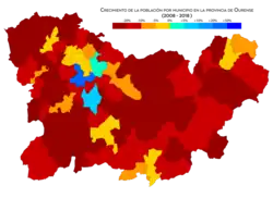 Crecimiento de la población entre 2008 y 2018