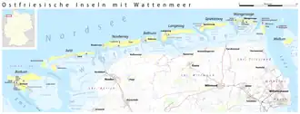 Mapa de las islas Frisias orientales