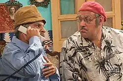 Los actores Luis Daniel Silva interpretando a Pánfilo y Mario Sardiñas interpretando a Chequera en 2013