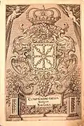 Frontispicio del Compendio que reutiliza el grabado empleado en las ediciones oficiales de Navarra[1]​