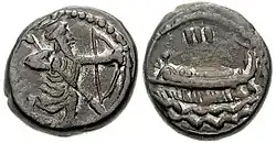 Acuñación aqueménida de Abdashtart I, alrededor del año 365 al 352 a. C.