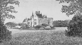 Dibujo del castillo en una revista estadounidense (Popular Science Monthly, 1898).