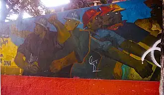 Mural "Por la democracia, el trabajo y la soberanía nacional" en Pachuca (1995).