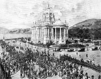 Palacio Monroe en 1910, en el cortejo fúnebre de Joaquim Nabuco