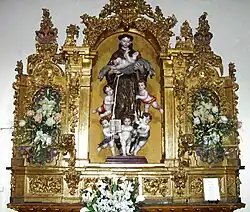 Retablo barroco de san Antonio de Padua, con imagen del santo por Tomás de Sierra