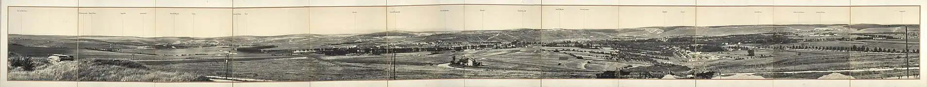 Campo de batalla de Verdún desde Fort de la Chaume, hacia el noreste, 1917.