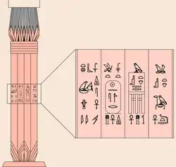 Representación de una columna tomada a partir de representaciones de la columna de Borchardt (1907), págs. 68; Blatt 5; y Verner (2001d) pág. 317.