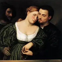 Los amantes venecianos - Óleo sobre lienzo, 95 x 80 cm, Pinacoteca de Brera (Milán).
