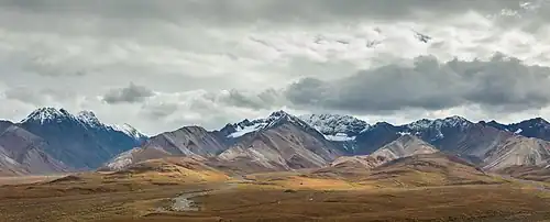 Vista de la cordillera desde el parque nacional Denali.