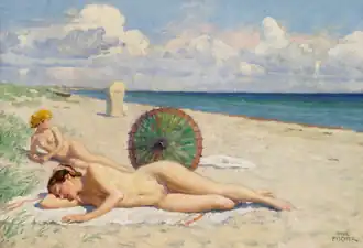 Jóvenes en la playa de Hornbæk (Selandia), 1878-1934. Óleo sobre lienzo, 38 x 54 cm.