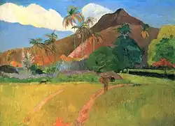 Gauguin, Paisaje de Tahití con campesino