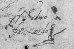 Firma de Pedro de Fajardo O.T.