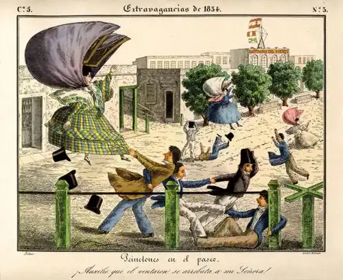 César Hipólito Bacle. Peinetones en el paseo, c. 1834.