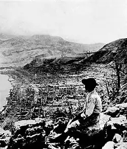 El mismo paisaje después de la erupción del Mont Pelée, en 1902.