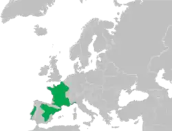 Mapa de distribución de Pelodytes punctatus.
