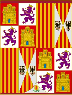 Pendón heráldico de los Reyes Católicos desde 1492, que añade la Granada.