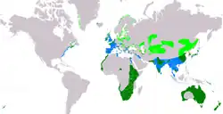 Distribución de Phalacrocorax carbo