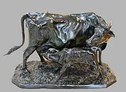 Vaca flamenca con ternero