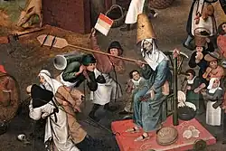 Detalle de El combate entre don carnaval y doña cuaresma, de Pieter Brueghel el Joven, 1559.