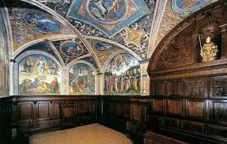La Sala dell'Udienza del Collegio del Cambio, decorada con frescos a finales del siglo XV por Perugino