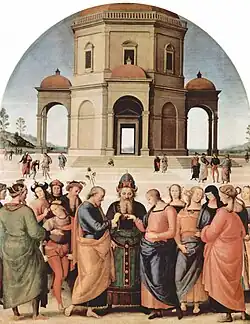 Los desposorios de la Virgen, versión de Perugino, ca. 1501-1504.