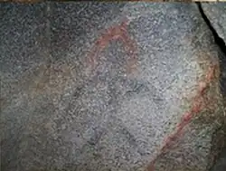 Pintura Rupestre - Piedras Gordas B.C. - Chaman con casco Rojo