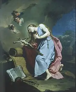 Giambattista Pittoni: La Magdalena en adoración del crucifijo óleo sobre lienzo